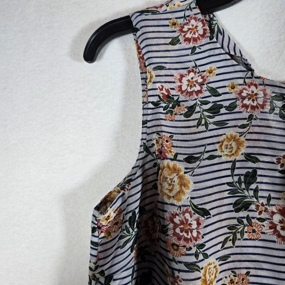 Cabi Womens Small Garden Blouse Blue Grey Floral Top Sleeveless New No Tags - Picture 4 of 12